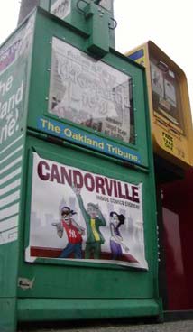 Oakland Tribune newsrack featuring Candorville